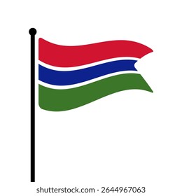 Bandeira da Gâmbia. Design de ícone de ilustração de vetor da bandeira da Gâmbia. Bandeira de mastro flutuante.