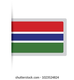 Flag of Gambia. Vector illustration of a stylized flag. The slit in the paper with shadows. isolated on white.