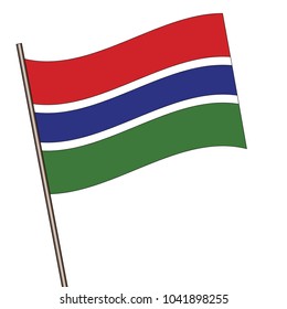 Flag of Gambia , Gambia flag waving isolated vector illustration