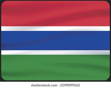 The flag of Gambia.Waving Flag icon. Standard color. Standard size. A rectangular flag. Computer illustration. Digital illustration. Vector illustration