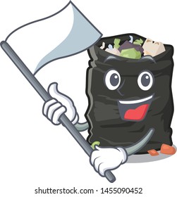With flag garbage bag behind the character door