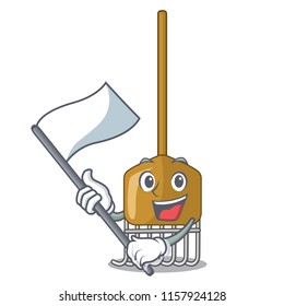 With flag Garden tools and supplies for soil treatment character
