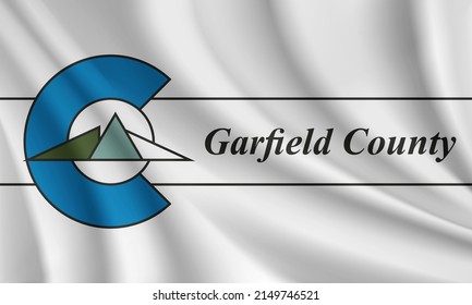 Flagge von Garfield County, Colorado, USA. Realistische schwenkende Flagge des Garfield County, Vektorhintergrund.