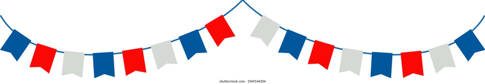 Flag garland icon. Independence day of USA flat vector icon. July fourth celebration party. Objects isolated on a white background.