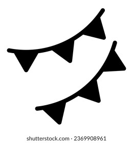 Flag garland solid icon. Christmas and New Year decoration glyph style pictogram on white background. Party garland for mobile concept and web design. Vector graphics