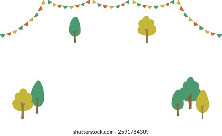 flag garland, flag, garland, text space, frame