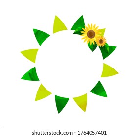 Flag garland wreath with sunflower decoration, frame