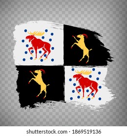 Flag Gavleborg County  brush strokes. Flag of Gavleborg County on transparent background for your web site design, app, UI. Sweden. EPS10.