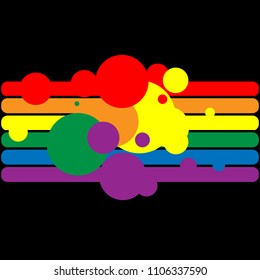Flag of gays from circles on a black background.
