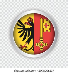 Flagge von Genf der Schweiz auf Rundtaste auf transparentem Hintergrund Element für Websites. Vektorgrafik