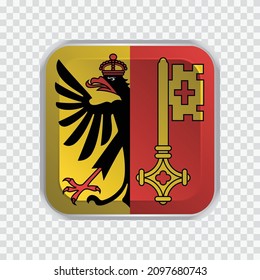 Flagge von Genf der Schweiz auf quadratischem Button auf transparentem Hintergrund Element für Websites. Vektorgrafik