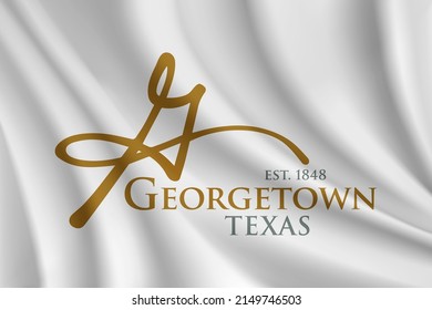 Flag of Georgetown, Texas, USA. Realistic waving flag of Georgetown vector background.
