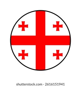 Flag of Georgia. Black edge. Georgia circle flag logo icon computer vector illustration design.