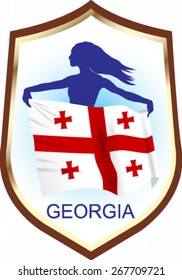 Flag of Georgia with blazon - vector illustration.