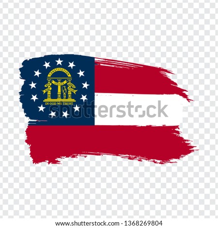 Flag of Georgia from brush strokes. United States of America.  Flag Georgia on transparent background for your web site design, logo, app, UI. Stock vector. Vector illustration EPS10.