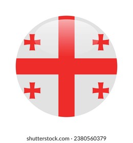 Die Flagge Georgiens. Button-Flag-Symbol. Standardfarbe. Circle Icon Flag. 3D-Abbildung. Computergrafik. Digitale Illustration. Vektorgrafik.