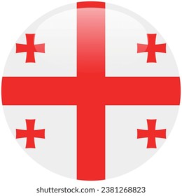 The flag of Georgia. Button flag icon. Standard color. Circle icon flag. 3d illustration. Computer illustration. Digital illustration. Vector illustration.