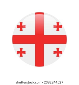 The flag of Georgia. Button flag icon. Standard color. Circle icon flag. 3d illustration. Computer illustration. Digital illustration. Vector illustration.