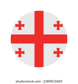 The flag of Georgia. Button flag icon. Standard color. Circle icon flag. Computer illustration. Digital illustration. Vector illustration.