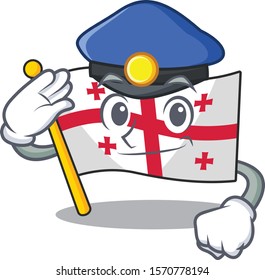 Flag georgia Cartoon character dressed as a Police officer