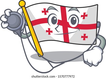 Flag Georgia cartoon mascot style in a Doctor costume with tools