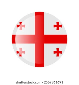 The flag of georgia. Circle icon flag. Button flag icon. Standard color. 3d illustration. glossy circle badge	