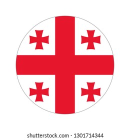 Flag of Georgia. Circular icon on white background, vector illustration.