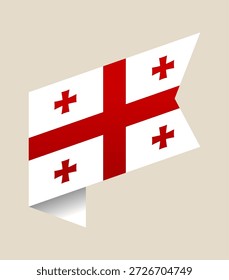 Bandeira da Geórgia desenhada como uma faixa flutuante isométrica isolada sobre um fundo para o design patriótico.