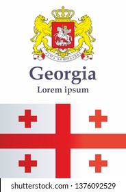 Flag of Georgia, Five Cross Flag. Template for award design, an official document with the flag of Georgia and other uses. Bright, colorful vector illustration.
