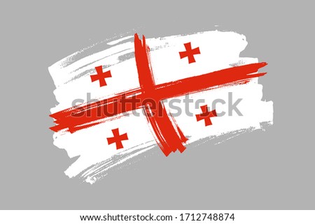 Flag of Georgia. Georgian banner brush style. Horizontal vector Illustration isolated on gray background.  