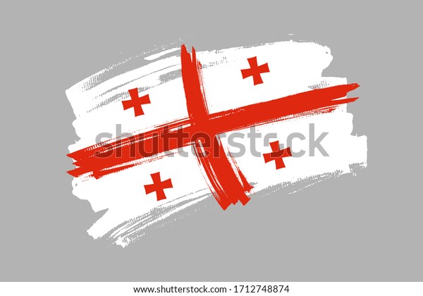 Flag of\
Georgia. Georgian banner brush style. Horizontal vector\
Illustration isolated on gray background. \
