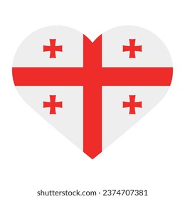 The flag of Georgia. Heart-shaped flag icon. Heart icon flag. Standard color. Computer illustration. Digital illustration. Vector illustration.