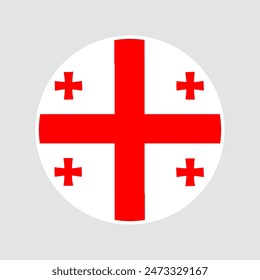 Die Flagge Georgiens. Flag-Symbol. Standardfarbe. Runde Flagge. Computerdarstellung. Digitale Darstellung. Vektorillustration.	