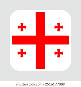 The flag of georgia. Flag icon. Standard color. flat vector square with rounded corners Computer illustration. Digital illustration. Vector illustration.	