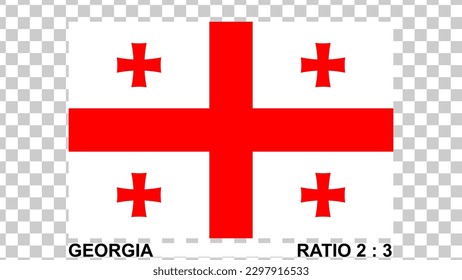 flag of georgia isolated on transparent background proportion 2:3 original color. vector illustration. 