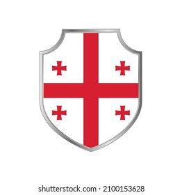 Bandera de Georgia con marco de escudo metálico