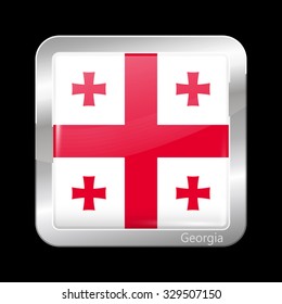Flag of Georgia. Metalic Icon Square Shape. This is File from the Collection Flags of Asia