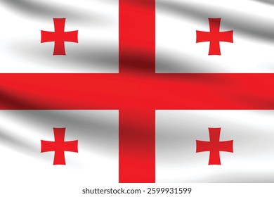 Flag of Georgia. Georgia flag official colors and proportion digital vector illustration. Wavy flag.
