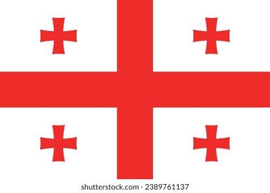 The flag of Georgia. The official ratio. Flag icon. Standard color. Standard size. A rectangular flag. Computer illustration. Digital illustration. Vector illustration.