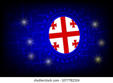 Flag of Georgia on a background of technology.