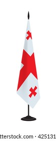 Flag of Georgia on a flagstaff. Vector illustration