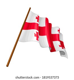 Flag of Georgia on Pole as Country Attribute Vector Illustration