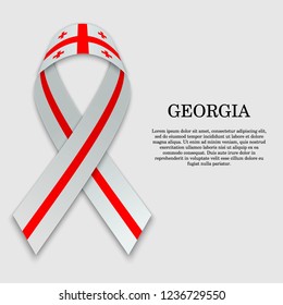 Flag of Georgia on stripe ribbon isolated on white background. Template for independence day