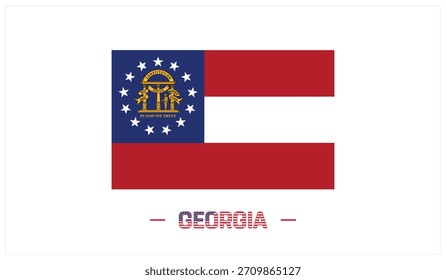 Flag of GEORGIA on a white background, Editable Vector illustration of GEORGIA flag, National Day design, Flag of GEORGIA flat design, State of USA