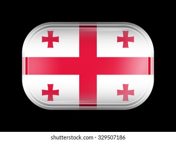 Flag of Georgia. Rectangular Shape with Rounded Corners. This Flag is One of a Series of Glass Buttons