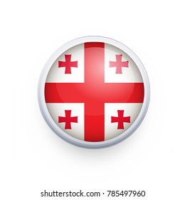 Flag of Georgia as round glossy icon. Button with Georgia flag. National flag for country of Georgia isolated, banner vector illustration. Vector illustration eps10.
