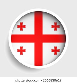 Bandera de Georgia, icono redondo con sombra, símbolo nacional