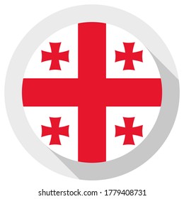 Bandera de Georgia, icono de forma redonda sobre fondo blanco, ilustración vectorial