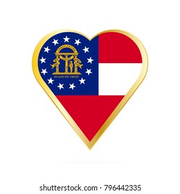Flag of Georgia in the shape of Heart, symbol of Love Gold version.