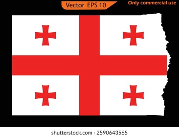Flag of Georgia. Silhouette of Georgia. National symbol. Georgia national flag. Eps 10. 